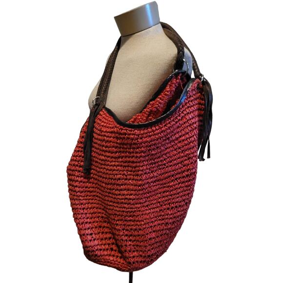 Stylish Red and Brown Crossbody Bag - Picture 1 of 5